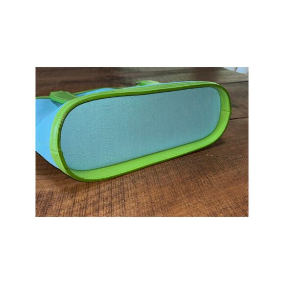 NEW Lilly Pulitzer Blue Green Lilly Vintage 90s Lunch Bag Purse Inside Pockets - Picture 10 of 13